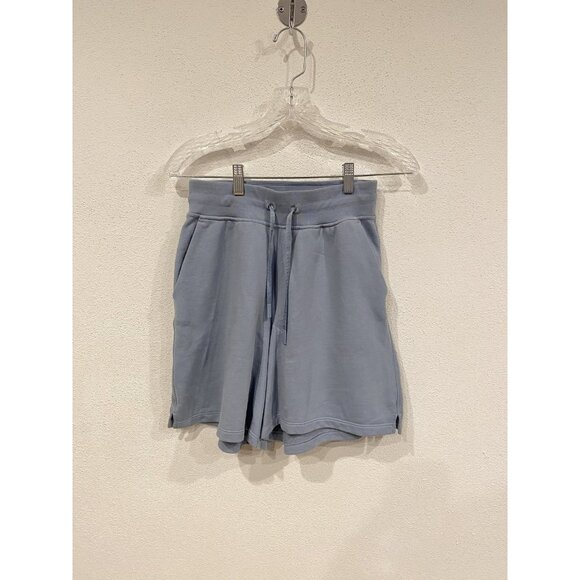 Lululemon Shorts Womens 4 Blue Scuba High Rise Fleece Drawstring Pockets Lounge - Picture 2 of 5
